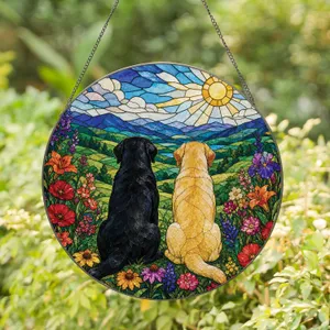 Black Labrador And Yellow Labrador Memorial Keepsake For Dog Lovers And Cozy Homes Stained Glass Suncatcher