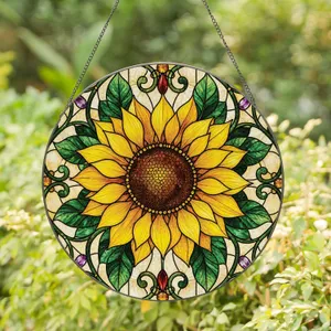 Sunflower Stained Glass Botanical Accent For Cottage Gardens And Flower Lovers At Home Stained Glass Suncatcher