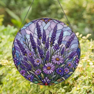 Lavender Wildflower Stained Glass Window Accent For Cottage Spring Garden Lovers Stained Glass Suncatcher