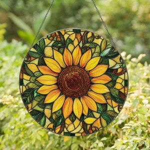 Rustic Sunflower Stained Glass Window Decor for Housewarming Gifts and Garden Homes Stained Glass Suncatcher