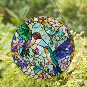 Hummingbird Stained Glass Window Decor for Mom Birthday and Mother's Day Home Gifts Stained Glass Suncatcher