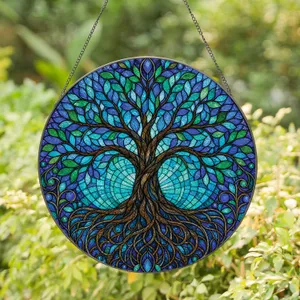 Tree Of Life Stained Glass Window Accent For Housewarming, Memorial And Spiritual Gifts Stained Glass Suncatcher