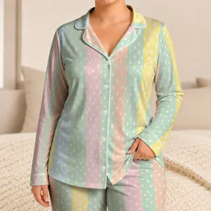 Pastel Rainbow Polka Dots For Cheerful Boho Summer Lounging Women Satin Pajamas Set