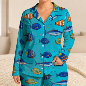 Colorful Tropical Reef Fish For Cheerful Bedtime And Relaxing Kids' Home Nights Satin Pajamas Set