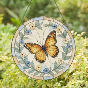 Spring Monarch Butterfly Motif for Mother's Day and Grandma's Birthday Gift Stained Glass Suncatcher