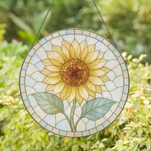 Large Sunflower Bloom in Leaded Glass for Mother's Day Garden Home Decor Gift Stained Glass Suncatcher