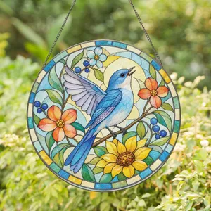 Mountain Bluebird Garden Accent for Housewarming Gifts and Nature-Loving Home Decor Style Stained Glass Suncatcher