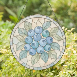 Blueberry Cluster Stained Glass for Home Decor Mother's Day Gift Stained Glass Suncatcher