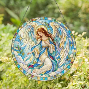 Guardian Angel Religious Home Decor for Christian Prayer Spaces and Sacred Interiors Stained Glass Suncatcher