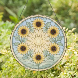 Sunflower Circle for Sunny Garden Living and Nature Gifts Stained Glass Suncatcher