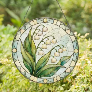 Lily of the Valley Floral Accent for Cottage Garden Gifting and Bright Home Decor Stained Glass Suncatcher