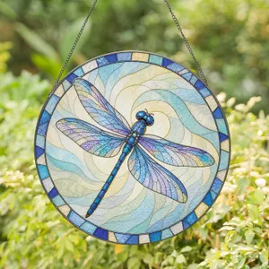 Blue Dragonfly Garden Gift For Nature Lovers, Moms, And Serene Outdoor Living Spaces Stained Glass Suncatcher