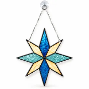 North Star Stained Glass Christmas Decor for Windows and Festive Holiday Gift Giving Custom Shape Window Hanging Acrylic Ornament