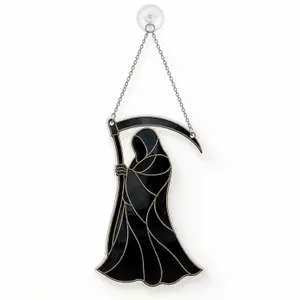 Grim Reaper Gothic Halloween Decor For Dark Fantasy Home And Seasonal Display Lovers Custom Shape Window Hanging Acrylic Ornament