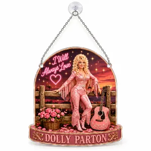 Dolly Parton Pink Western Boots Country Girl Holiday Gift for Music Lovers and Fans Custom Shape Window Hanging Acrylic Ornament