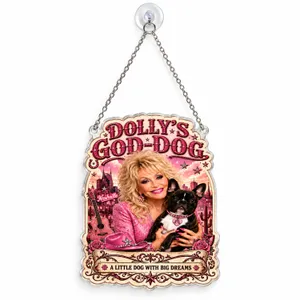 Dolly Parton Dog Lover Christmas Gift for Country Music Fans and Nashville Dog Owners Custom Shape Window Hanging Acrylic Ornament