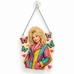 Dolly Parton Portrait Tribute for Country Music Fans Holiday Mantel and Tree Decor Custom Shape Window Hanging Acrylic Ornament