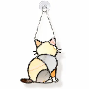 Rear View Cat Stained Glass Decor for Cat Lovers, Nature Window Accent Gift Idea Custom Shape Window Hanging Acrylic Ornament