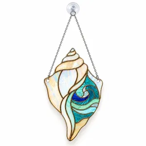 Seashell Coastal Ocean Waves Decor for Beach Homes and Nautical Gift Giving Ideas Custom Shape Window Hanging Acrylic Ornament