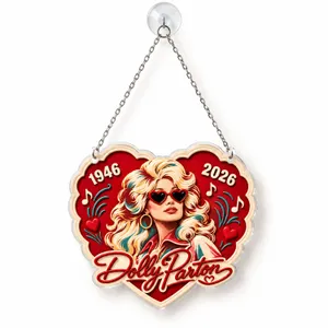 Dolly Parton Red Heart Christmas Keepsake For Country Music Fans And Holiday Trees Custom Shape Window Hanging Acrylic Ornament