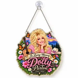 Dolly Parton Memorial Christmas Keepsake For Fans, Holiday Trees, And Music Lovers Custom Shape Window Hanging Acrylic Ornament