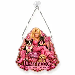 Dolly Parton Beloved Dogs Christmas Keepsake for Country Music Fans and Dog Lovers Custom Shape Window Hanging Acrylic Ornament