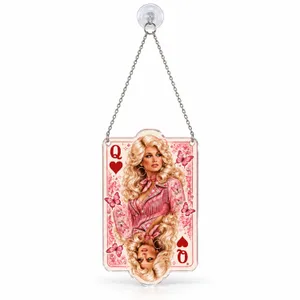 Dolly Parton Queen Of Hearts Christmas Gift For Country Music Fans And Nashville Lovers Custom Shape Window Hanging Acrylic Ornament