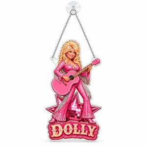 Dolly Parton Pink Glam Country Music Christmas Gift For Fans, Cowgirls, And Singers Custom Shape Window Hanging Acrylic Ornament