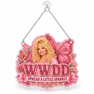 Dolly Parton Pink Butterfly Sparkle Gift for Country Music Fans, Home and Car Decor Custom Shape Window Hanging Acrylic Ornament
