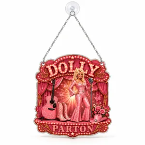 Dolly Parton Pink Cowgirl Christmas Keepsake for Country Music Fans and Gifting Custom Shape Window Hanging Acrylic Ornament
