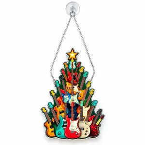 Colorful Guitar Christmas Tree Decor For Music Lovers Holiday Gift And Tree Display Custom Shape Window Hanging Acrylic Ornament