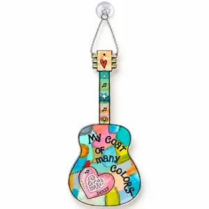 Dolly Parton Guitar Gift for Mom, Colorful Country Music Christmas Keepsake Decor Custom Shape Window Hanging Acrylic Ornament