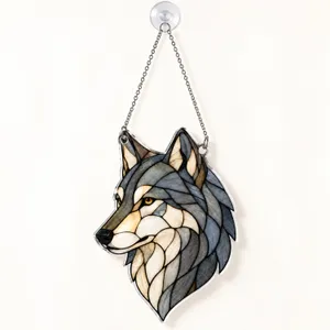 Gray Wolf Head Suncatcher For Nature Lovers, Rustic Cabin Decor And Woodland Gifts Custom Shape Window Hanging Acrylic Ornament