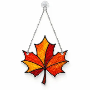 Maple Leaf Stained Glass Fall Decor For Autumn Window And Home Display Seasonal Gift Custom Shape Window Hanging Acrylic Ornament