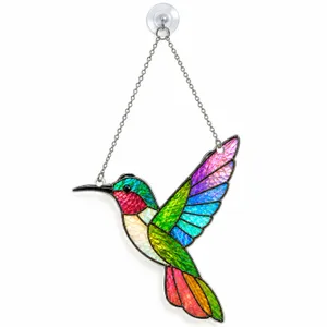 Hummingbird Stained Glass Suncatcher For Bird Lovers, Garden Windows, And Home Decor Custom Shape Window Hanging Acrylic Ornament