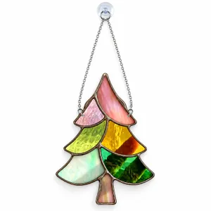 Stained Glass Christmas Tree for Holiday Window Decor and Festive Home Decoration Custom Shape Window Hanging Acrylic Ornament