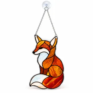 Stained Glass Fox Woodland Decor for Nature Lovers and Rustic Home Styling Gifts Custom Shape Window Hanging Acrylic Ornament