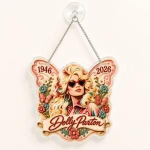 Dolly Parton Butterfly Holiday Keepsake for Country Music Fans and Christmas Trees Custom Shape Window Hanging Acrylic Ornament