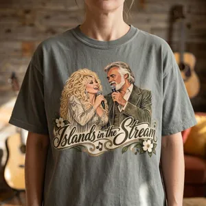 Dolly Parton T-Shirt, Islands in the Stream Watercolor Country Music Duet Fan Tee