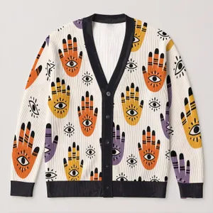 Mystic Eye Hands And Watchful Eyes For Everyday Layering And Autumn Street Style All-over Print Knitted Cardigan