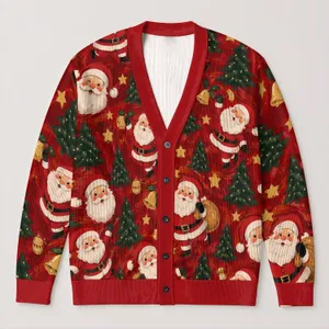 Santa Claus Holiday Cheer for Festive Winter Gatherings and Cozy Seasonal Style All-over Print Knitted Cardigan