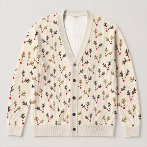 Scattered Reindeer Faces For Cozy Winter Layering And Festive Cabin Style For Women All-over Print Knitted Cardigan