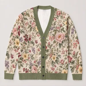 Vintage Wildflower Botanical Blooms for Cozy Cottage Layering and Everyday Women All-over Print Knitted Cardigan