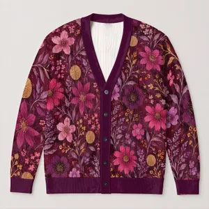 Pink Wildflower Botanical Blooms For Autumn Layering And Everyday Style For Women Gift All-over Print Knitted Cardigan