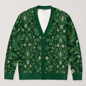 Emerald Celtic Botanical Vines for Autumn Layering and Everyday Elegance for Women All-over Print Knitted Cardigan