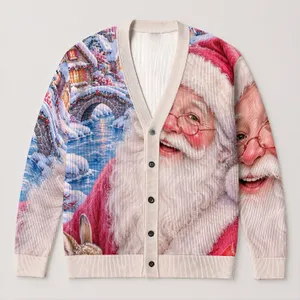 Santa Claus Holiday Portrait for Christmas Parties and Cozy Winter Celebrations Gift All-over Print Knitted Cardigan