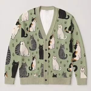 Playful Cat Companions for Cozy Everyday Layering and Thoughtful Feline Lover Gifts All-over Print Knitted Cardigan