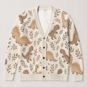 Cute Dinosaur Woodland Motifs For Casual Autumn Outings And Animal Lover Gift Ideas All-over Print Knitted Cardigan