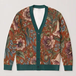 Vintage Botanical Florals for Relaxed Autumn Layering and Everyday Bohemian Style Lovers All-over Print Knitted Cardigan