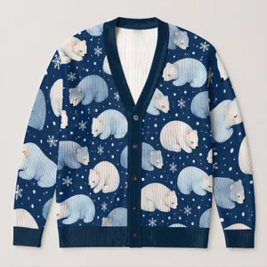 Polar Bear Winter Layering Gift For Women Who Love Cozy Arctic Style And Snowy Days All-over Print Knitted Cardigan